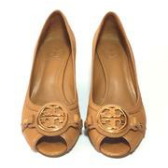 Tory BurchAmanda Open-Toe Logo Wedge Sz 5.5M - Picture 2 of 14